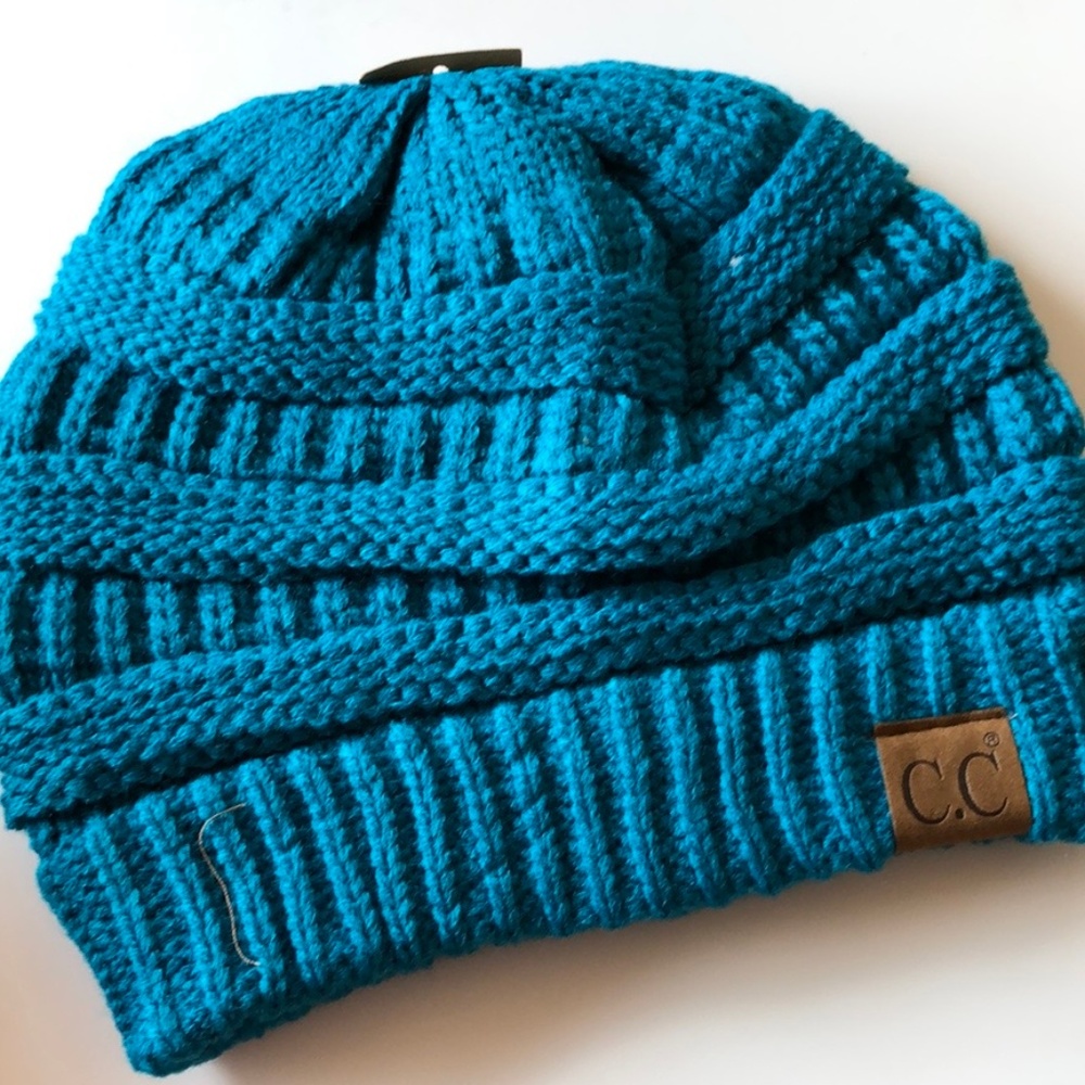 C.C Knit Beanie – Bold Teal - Picture 2 of 3